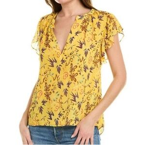 Women’s A.L.C. June Ruffle Sleeve Silk Top Size 12